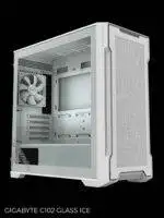 Balta kompiuterio korpusas su stiklu