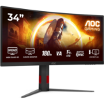 AOC | CU34G4 | 34 " | Fast VA | UWQHD | 21:9 | 180 Hz | 1 ms | 3440 x 1440 pixels | 300 cd/m² | HDMI ports quantity 2 | Black