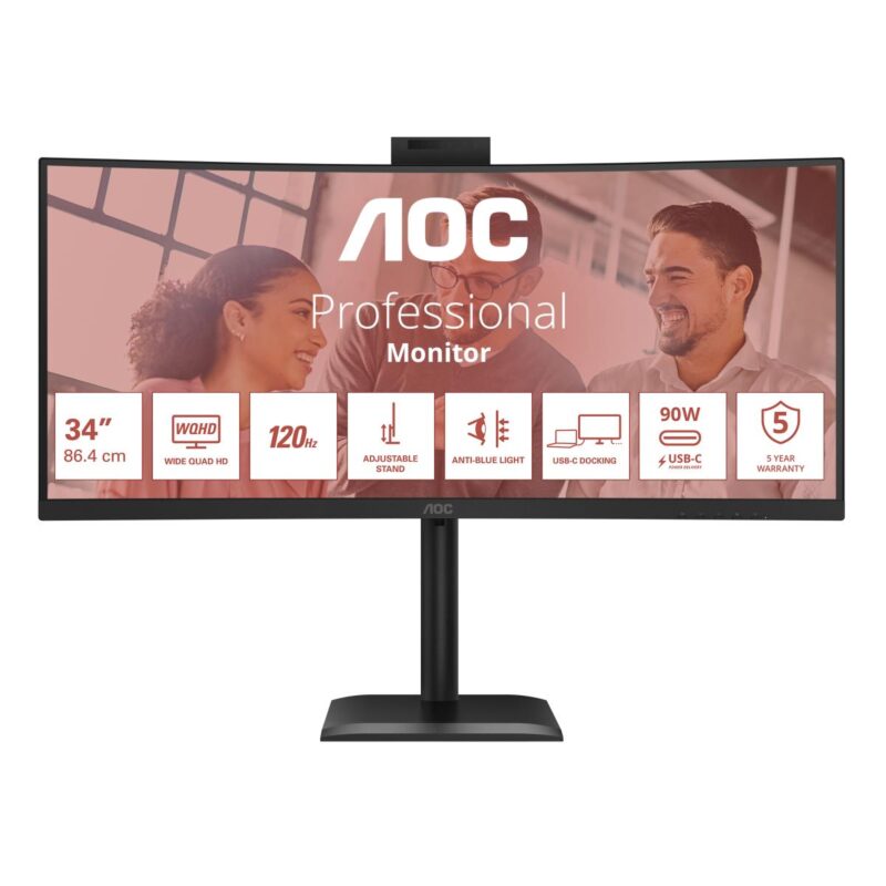 Monitorius AOC CU34E4CW 34 ", VA, UWQHD, 120 Hz, 4 ms