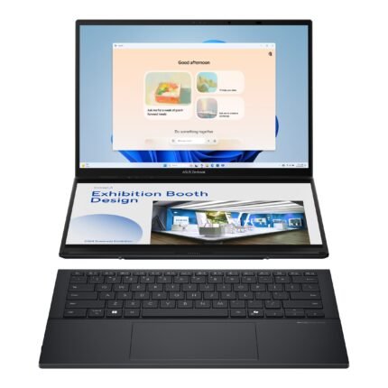 Asus | Zenbook Duo UX8406CA-PZ009W | Basalt Gray | 14 " | OLED | Touchscreen | 3K | 2880 x 1800 pixels | Glossy | Intel Core Ultra 9 | 285H | 32 GB | LPDDR5X | Solid-state drive capacity 2000 GB | Intel Graphics | Windows 11 Home | 802.11be | Bluetooth version 5.4 | Keyboard language US international | Keyboard backlit