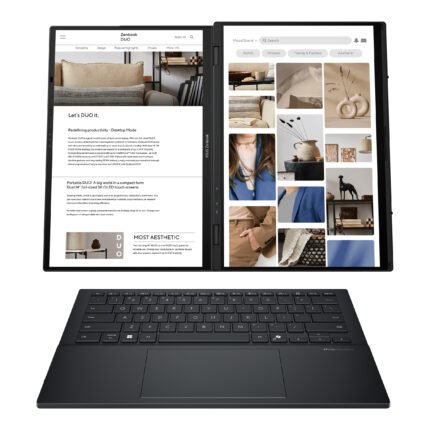Asus | Zenbook Duo UX8406CA-QL287W | Inkwell Gray | 14 " | OLED | Touchscreen | FHD | 1920 x 1200 pixels | Intel Core Ultra 7 | 255H | 16 GB | LPDDR5X | Solid-state drive capacity 1000 GB | Intel Arc Graphics | Windows 11 Home | 802.11be | Bluetooth version 5.4 | Keyboard language US international | Keyboard backlit | Warranty 24 month(s) | Battery warranty 12 month(s)