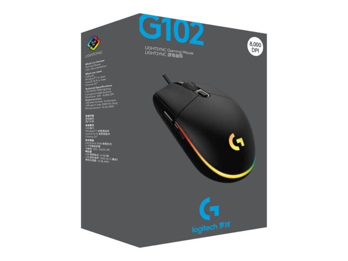 Logitech G102 LIGHTSYNC žaidimų pelė, laidinė, USB, Black