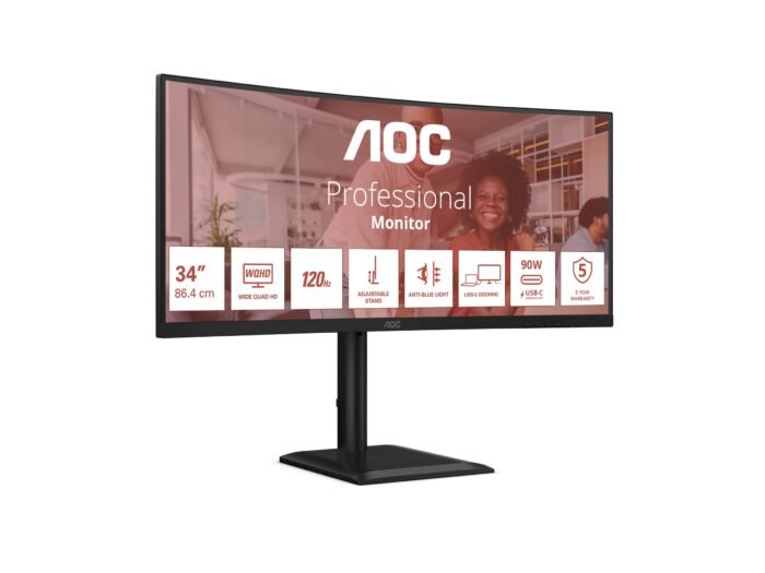 AOC CU34E4CV | 34 " | VA | 21:9 | 120 Hz | 4 ms | 3440 x 1440 pixels | HDMI ports quantity 2 | Black