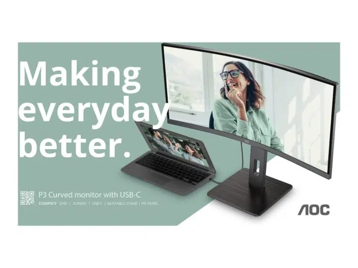 AOC | CU34P3CV | 34 " | VA | 21:9 | 100 Hz | 4 ms | 3440 x 1440 pixels | HDMI ports quantity 1