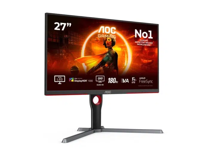 AOC | Monitor | Q27G3XMN/BK | 27 " | VA | 16:9 | 180 Hz | 1 ms | 2560 x 1440 pixels | 700 cd/m² | HDMI ports quantity 2 | Black