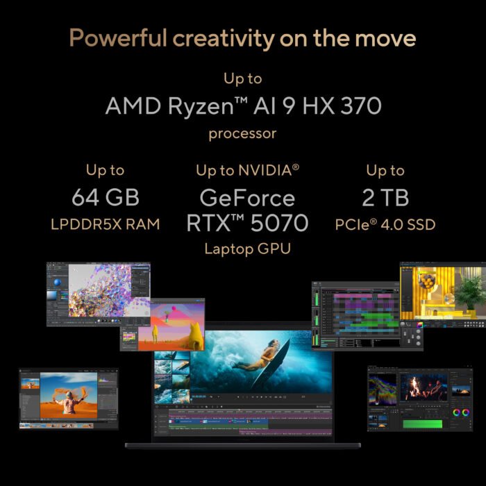 Asus | ProArt P16 H7606WP-RJ079X | Nano Black | 16 " | OLED | Touchscreen | 3K | 2880 x 1800 pixels | 120 Hz | Glossy | AMD Ryzen AI 9 | HX370 | 64 GB | LPDDR5X | Solid-state drive capacity 2000 GB | NVIDIA GeForce RTX 5070 | GDDR7 | 8 GB | Windows 11 Pro | 802.11be | Keyboard language US international | Keyboard backlit | Warranty 24 month(s) | Battery warranty 12 month(s)