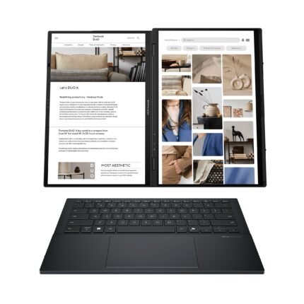 Asus | Zenbook Duo UX8406CA-PZ009W | Basalt Gray | 14 " | OLED | Touchscreen | 3K | 2880 x 1800 pixels | Glossy | Intel Core Ultra 9 | 285H | 32 GB | LPDDR5X | Solid-state drive capacity 2000 GB | Intel Graphics | Windows 11 Home | 802.11be | Bluetooth version 5.4 | Keyboard language US international | Keyboard backlit