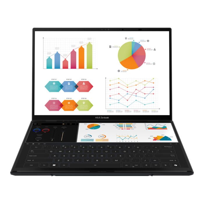 Asus | Zenbook Duo UX8406CA-QL287W | Inkwell Gray | 14 " | OLED | Touchscreen | FHD | 1920 x 1200 pixels | Intel Core Ultra 7 | 255H | 16 GB | LPDDR5X | Solid-state drive capacity 1000 GB | Intel Arc Graphics | Windows 11 Home | 802.11be | Bluetooth version 5.4 | Keyboard language US international | Keyboard backlit | Warranty 24 month(s) | Battery warranty 12 month(s)