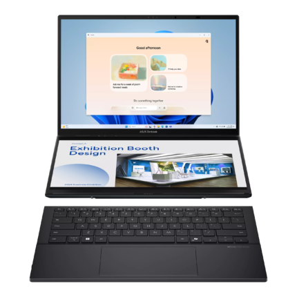 Asus Zenbook Duo UX8406CA-QL358X | Inkwell Gray | 14 " | OLED | Touchscreen | FHD | 1920 x 1200 pixels | 60 Hz | Glossy | Intel Core Ultra 7 | 255H | 16 GB | LPDDR5X | Solid-state drive capacity 1000 GB | Intel Arc Graphics | Windows 11 Pro | 802.11be | Bluetooth version 5.4 | Keyboard language US international | Keyboard backlit | Warranty 24 month(s) | Battery warranty 12 month(s)