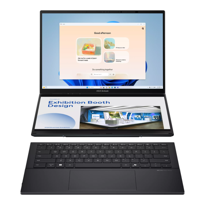 Asus Zenbook Duo UX8406CA-QL358X | Inkwell Gray | 14 " | OLED | Touchscreen | FHD | 1920 x 1200 pixels | 60 Hz | Glossy | Intel Core Ultra 7 | 255H | 16 GB | LPDDR5X | Solid-state drive capacity 1000 GB | Intel Arc Graphics | Windows 11 Pro | 802.11be | Bluetooth version 5.4 | Keyboard language US international | Keyboard backlit | Warranty 24 month(s) | Battery warranty 12 month(s)