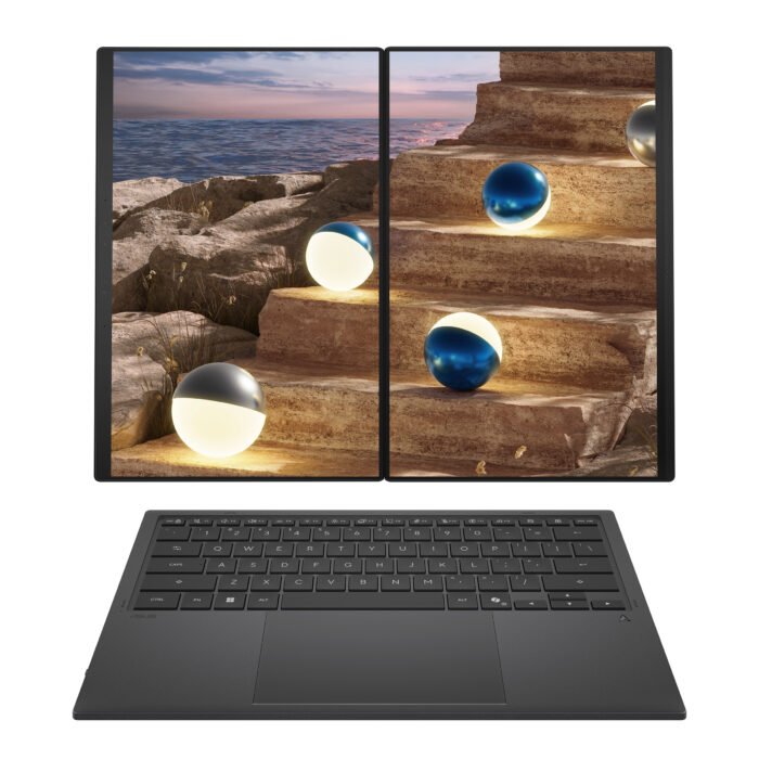 Asus | Zenbook Duo UX8407AA-SN066W | Moher Gray | 14 " | OLED | Touchscreen | 2.8K | 2880 x 1800 pixels | 144 Hz | Anti-Reflective | Intel Core Ultra X9 | 378H | 32 GB | LPDDR5X | Solid-state drive capacity 2000 GB | Intel Arc Graphics | Windows 11 Pro | 802.11be | Bluetooth version 5.4 | Keyboard language US international | Keyboard backlit | Warranty 24 month(s) | Battery warranty 12 month(s)
