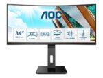 AOC | Curved Monitor | CU34P2A | 34 " | VA | 21:9 | 100 Hz | 1 ms | 3440 × 1440 | 300 cd/m² | Headphone out (3.5mm) | HDMI ports quantity HDMI x 2 | Black | Warranty 36 month(s)
