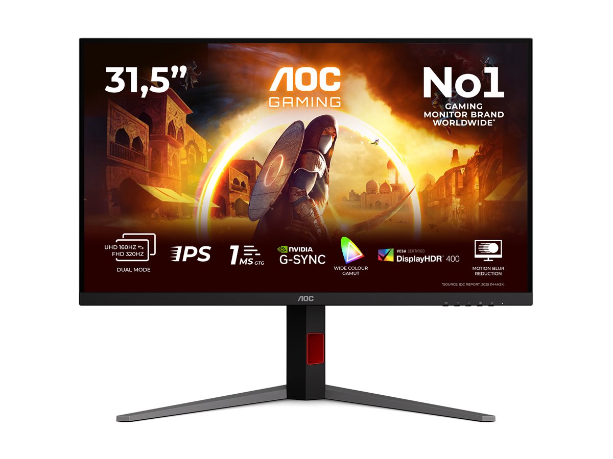 AOC U32G4U | 32 " | Fast IPS | UHD | 16:9 | 160 Hz | 1 ms | 3840 x 2160 pixels | 450 cd/m² | HDMI ports quantity 2 | Black AOC U32G4U | 32 " | Fast IPS | UHD | 16:9 | 160 Hz | 1 ms | 3840 x 2160 pixels | 450 cd/m² | HDMI ports quantity 2 | Black