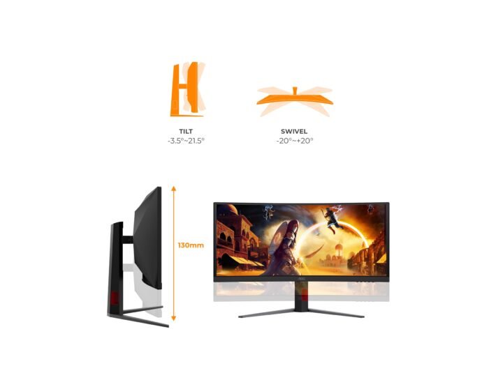 AOC CU34G4CA | 34 " | Fast VA | WQHD | 21:9 | 180 Hz | 1 ms | 3440 x 1440 pixels | 450 cd/m² | HDMI ports quantity 2 | Black