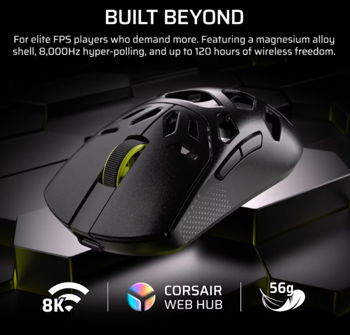 Corsair SABRE V2 PRO | Gaming Mouse | Wireless/Wired | 2.4GHz, Bluetooth, USB-C | Black