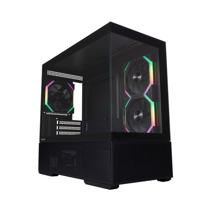 1STPLAYER CV6, mATX kompiuterio korpusas, 3 ARGB ir 2 papildomi ventiliatoriai, juodas - Image 2