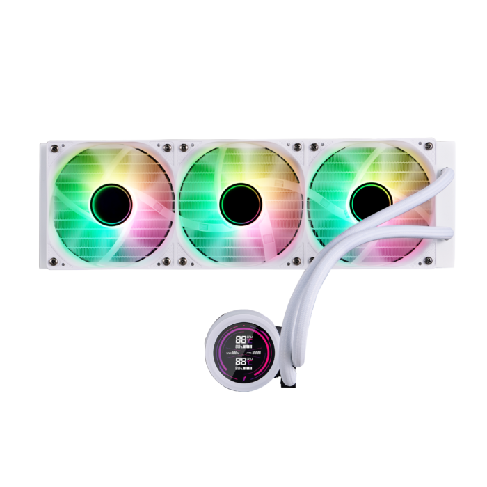 1STPLAYER TS4 360, 360 mm AIO procesoriaus aušintuvas, ARGB, LED ekranas, baltas - Image 3