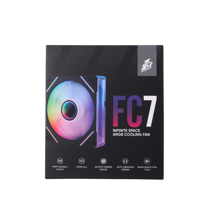 1STPLAYER FC7, 120 mm PWM ARGB korpuso ventiliatorius, juodas - Image 2