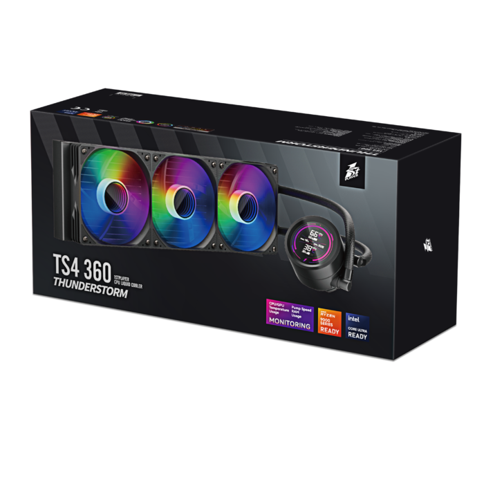 1STPLAYER TS4 360, 360 mm AIO procesoriaus aušintuvas, ARGB, LED ekranas, juodas - Image 8
